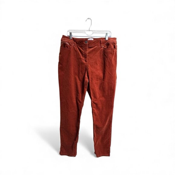 Chico’s Corduroy Pants Sz 2 (L/12) Dark Rust Orange Stretch Straight Leg 30” - Picture 3 of 6